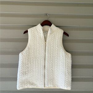 Joie Ivory Reversible Ribbed Knit/Quilted Full Zip Vest